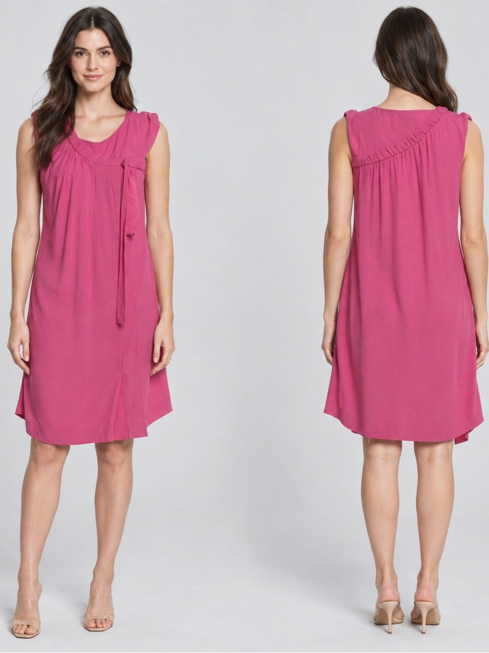 Prada Authentic 2013 Solid Pink Bow Knee Length Tank Shift Dress 42 Small Italy